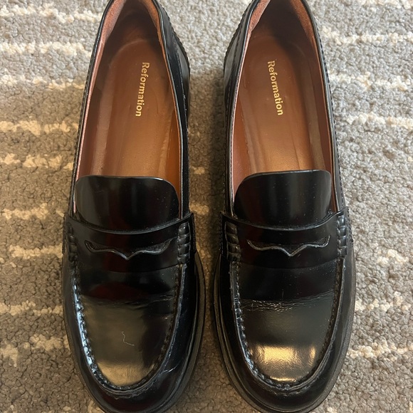 Reformation Black Leather Agathea Loafers - Picture 3 of 7